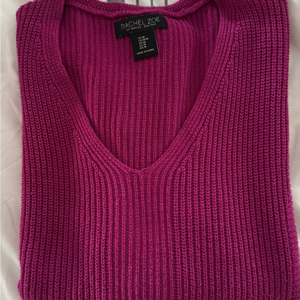 Rachel Zoe Women's Fuchsia V-Neck Sweater